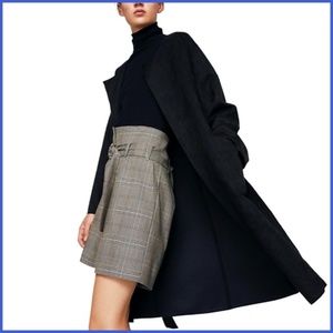 MNG Mango Faux Suede Black Trench Coat